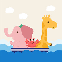 A giraffe and an elephant used long weekend on a sea cruise