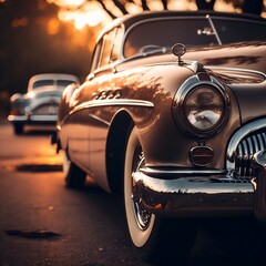 Timeless Classic Vintage cars during golden hour