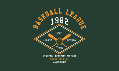 baseball League 1982 Athletic Academy divi. typography for t-shirt print. Apparel fashion design