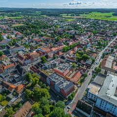 Weilheim im oberbayerischen Pfaffenwinkel, Obere Stadt und Rathaus im Luftbild