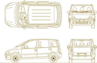 Sketch vector illustration of a car for a densely populated urban city