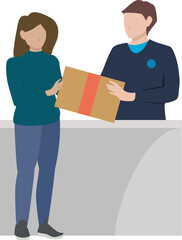 Obraz premium Person delivers a box with his product to a customer