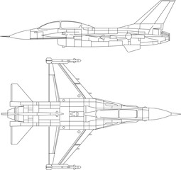 Vector sketch of modern fighter airplane illustration