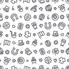 St. Patrick's Day Seamless Pattern with Icons