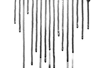 Ink-Black watercolor drips down on white background,Or as drop of blood