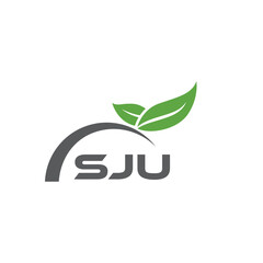 SJU letter nature logo design on white background. SJU creative initials letter leaf logo concept. SJU letter design.
