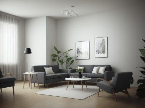Interior design of modern living room generative AI