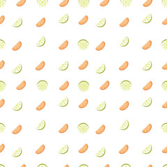 Seamless fruit pattern from lemon and orange in a white background 