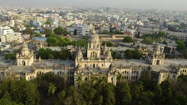 Osmania General Hospital hyderabad push back drone shot 4k 30p