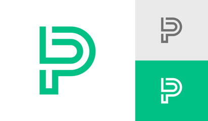Monoline letter BP or PB monogram logo design vector