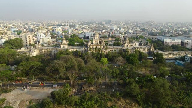Osmania General Hospital hyderabad areal view 4k 30p daytime