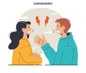 Controversy or disagreement concept. Troubled communication between