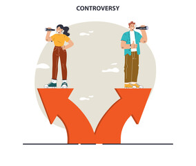 Controversy or disagreement concept. Troubled communication between