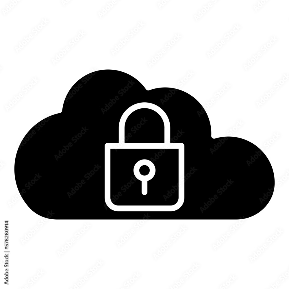 Poster padlock cloud computing icon