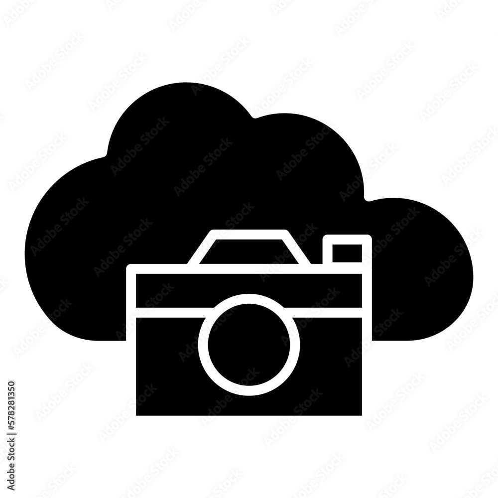 Poster camera cloud computing icon