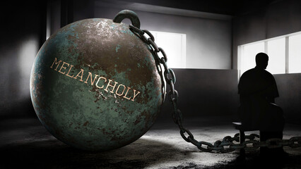 Fototapeta premium Melancholy and intimate, silent and lonely suffering human soul. Separated from the world in it's own pain and alienation.,3d illustration