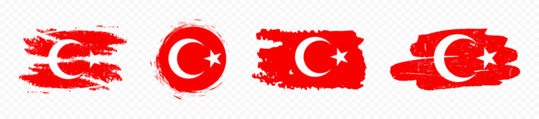 Turkey national flag icons. Traditional Turkish flag. Turkey flag. Vector turkish flags icons.
