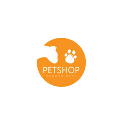 Vector image of an dog and cat design on white background. Petshop