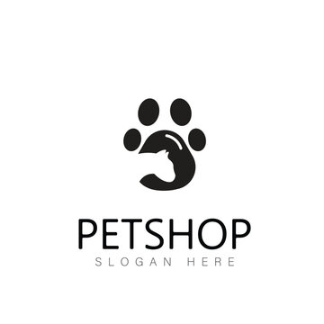 Vector image of an dog and cat design on white background. Petshop