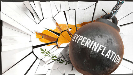 Cyprus and Hyperinflation that destroys the country and wrecks the economy. Hyperinflation as a force causing possible future decline of the nation,3d illustration