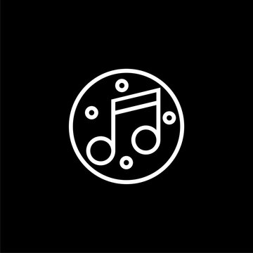 Music icon image. Music icon symbol isolated on black background. 