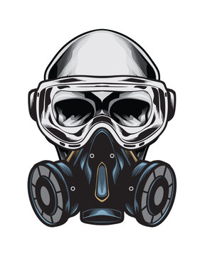gas mask skull vector illustration