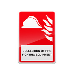 Collection of fire fighting equipment sign isolated on background 