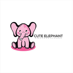 cute elephant logo mascot design color