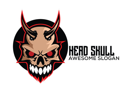 head skull logo gaming esport design mascot