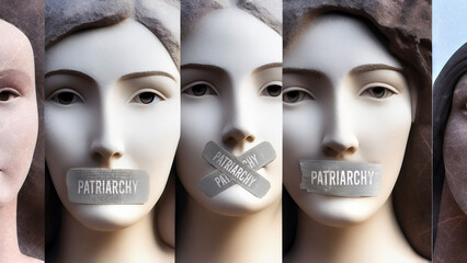 Patriarchy and silenced women. They are symbolic of the countless others who has been silenced simply because of their gender. Patriarchy that seek to suppress women's voices.,3d illustration