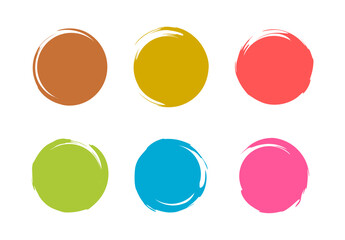 Colorful Circle Splatter Grunge Ink Line Set