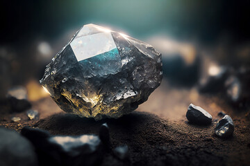 rough diamond in gemstone mine. generative AI
