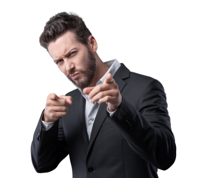 Stylish man pointing fingers