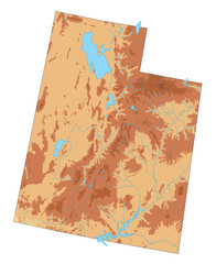 High detailed Utah physical map.