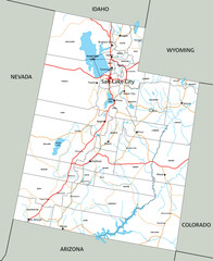 High detailed Utah road map with labeling. - 578286148