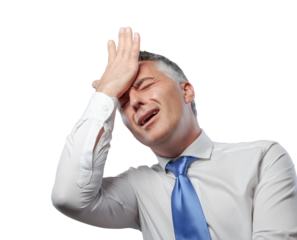 Stressed corporate businessman doing a facepalm