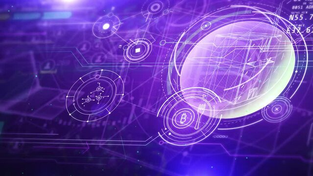 Digital space with servers and crypto assets.