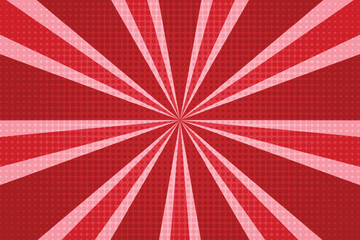 Red Sunburst Pattern Background. Rays. Radial. Abstract 1970s Retro Backdrop. Summer Banner. Vector Illustration