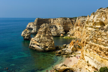 Fototapeta na wymiar Secluded beach and rock formations, Algarve, Portugal