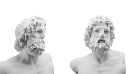 Several views of classical sculptures in granite with transparent background.