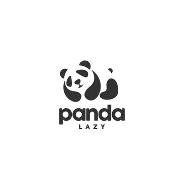 Cute lazy panda logo silhouette design inspiration