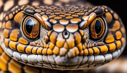 Fototapeta premium Closeup of snake eye. Macro of reptile eye. Generative AI