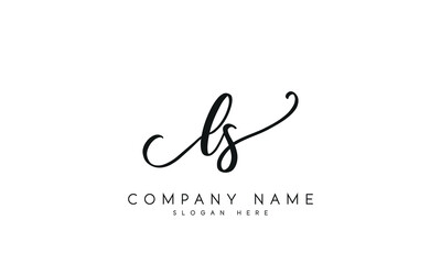 Handwriting letter ls logo design on white background.
