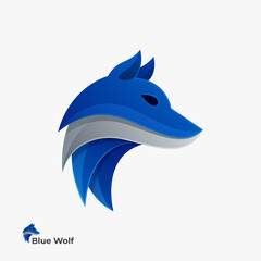 Blue Colorful Wolf Logo