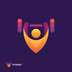 Orange and Purple Colorful Fitness Logo
