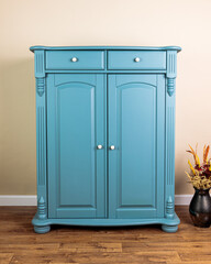 Vertiko in blue color after renovation. Do it yourself project