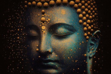 Buddha graphic design illustration background, generative ai