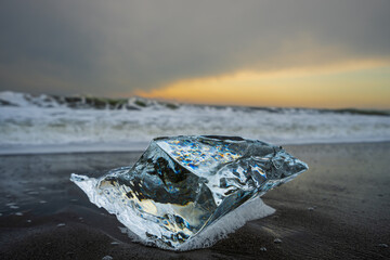 Jewelry Ice. The crystal clear ice is a jewel-like color in the sunlight. Otsu Coast, Toyokoro-cho,...