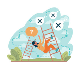 Crisis set. Office worker facing financial instability and profit decline