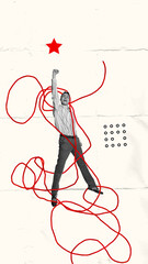 Motivated young man jumping and rejoice. Winner.Concept of human emotions, psychology, mental...
